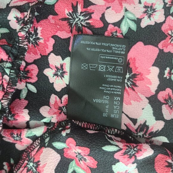 H&M Divided mini floral ruffle dress pink and black size small - Picture 11 of 12